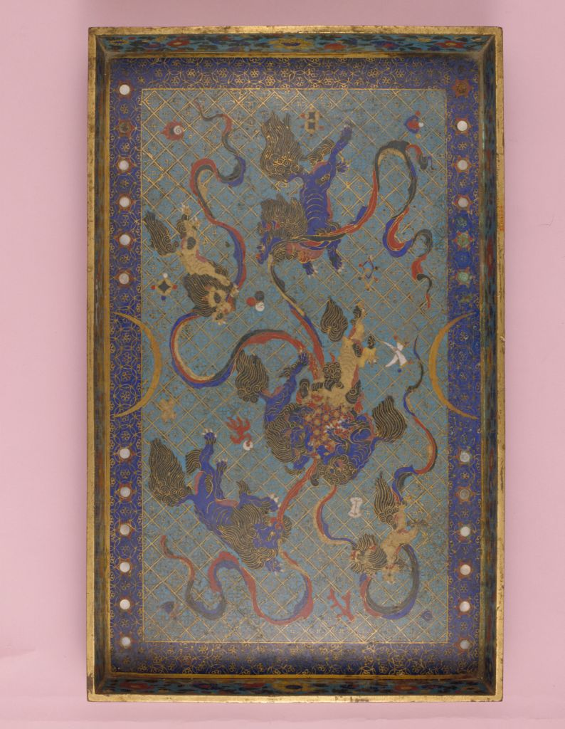 图片[2]-Silk enamel lion pattern checkerboard-China Archive